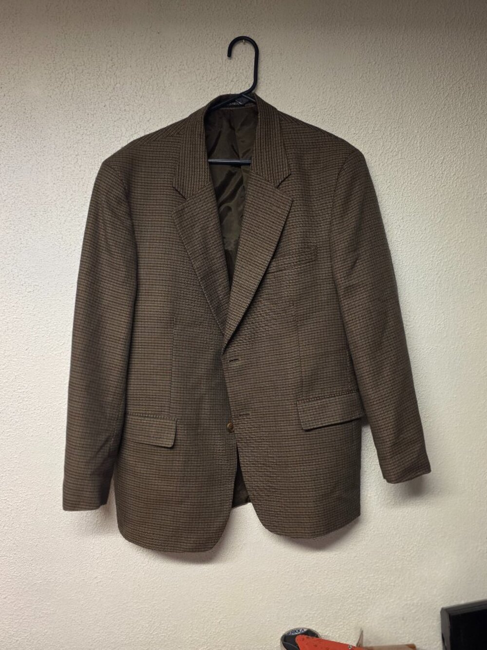 Men's Brown Plaid Two Button Blazer by Panhandle Slim Size 42R
